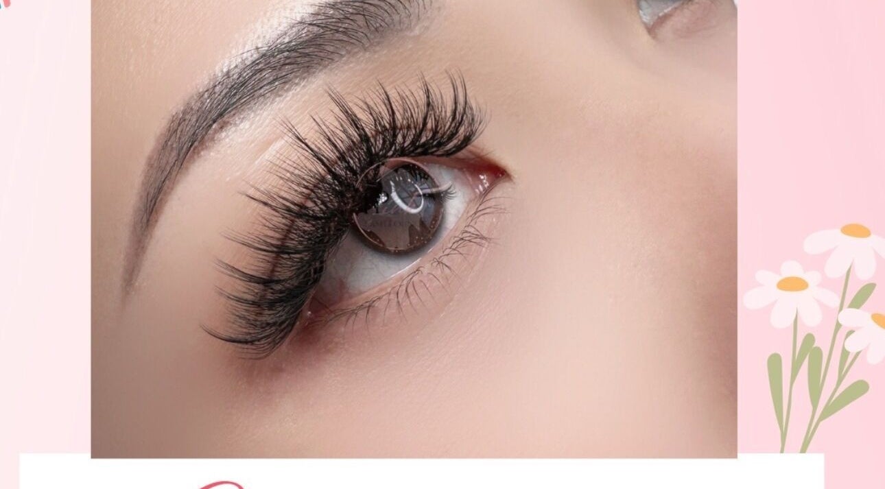 Close-up of a woman with voluminous lashes at VIP Lash & Facial in Folsom, California, US.