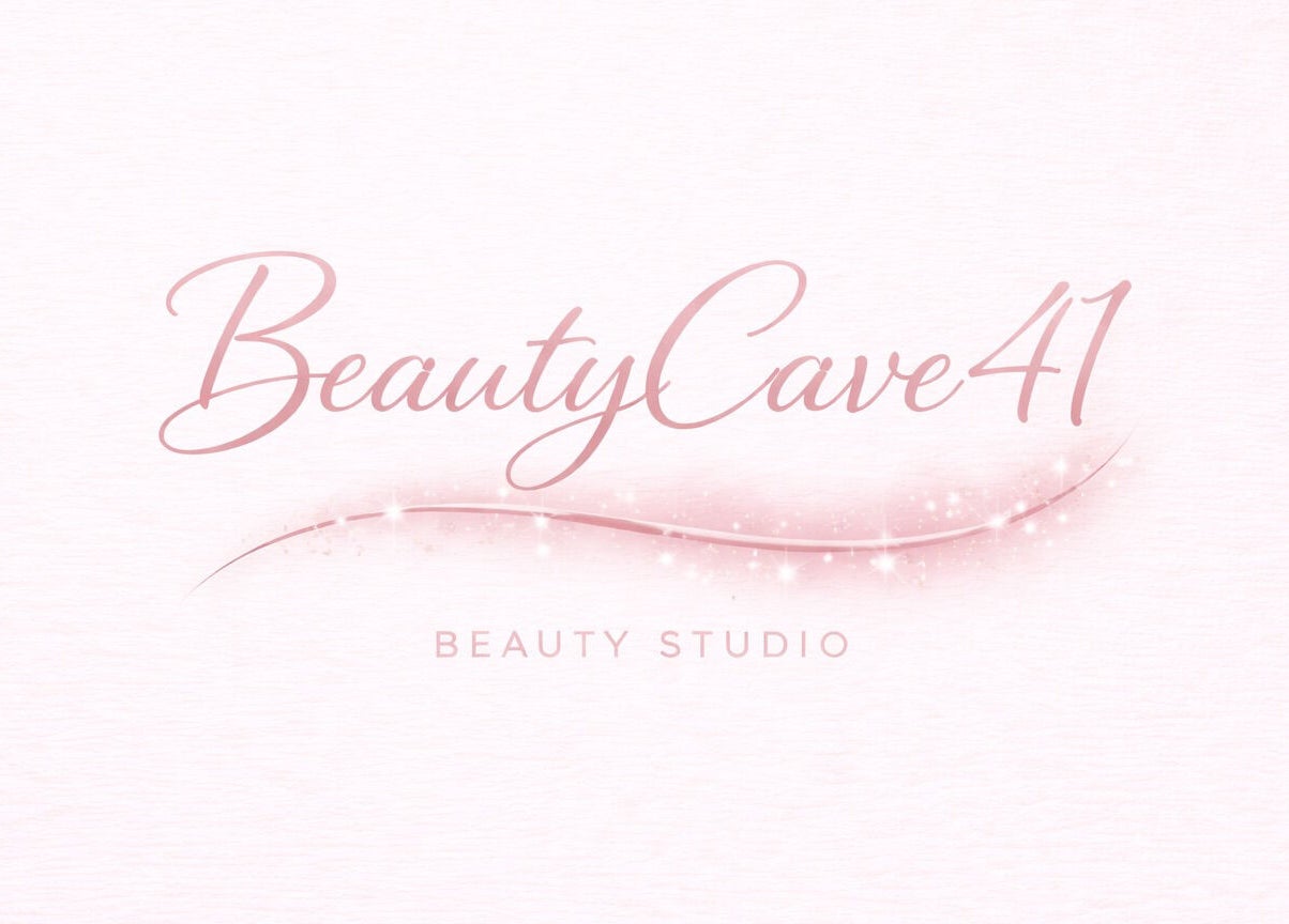 Elegant Beautycave41 logo on a soft pink background, Halesowen, England, GB.