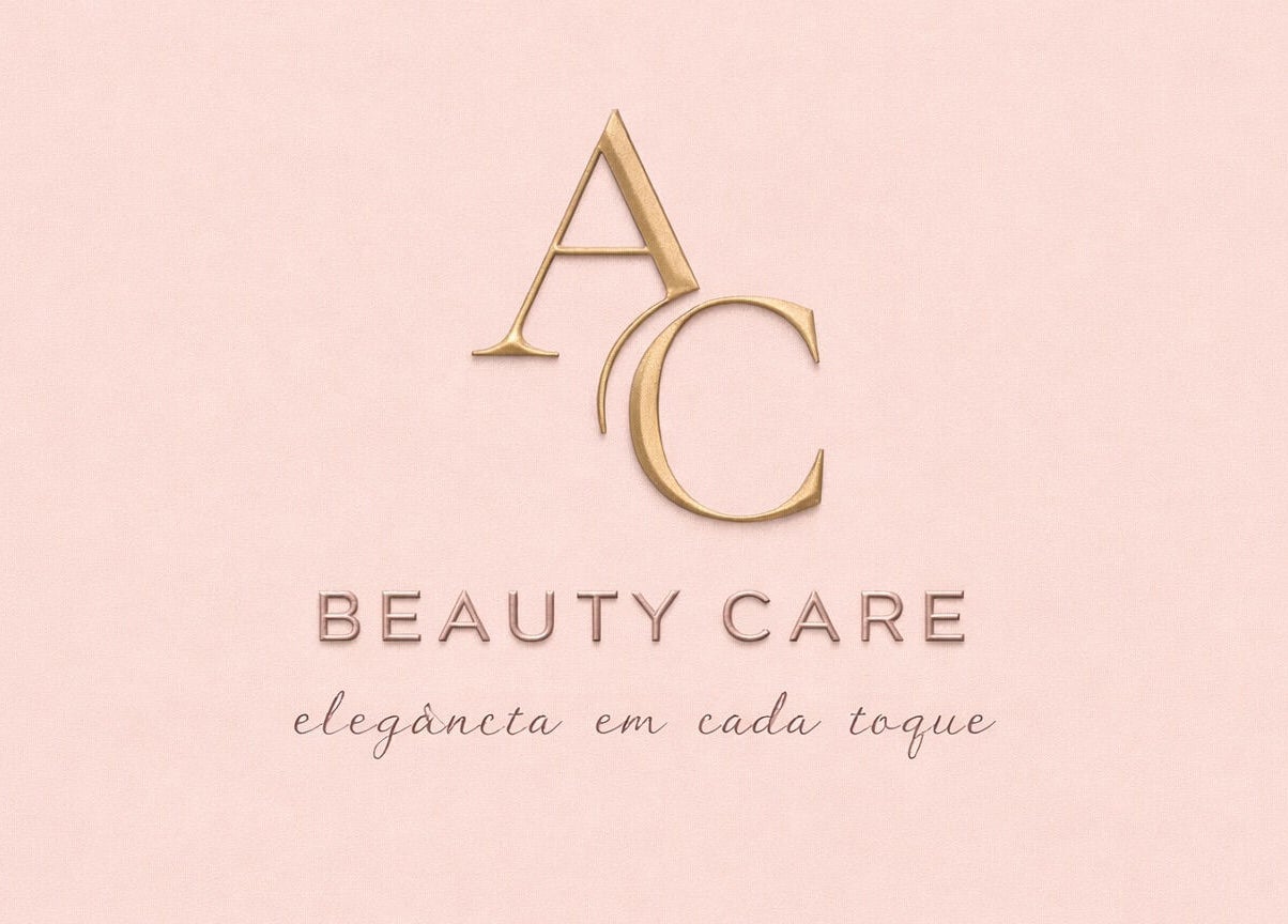 Logotipo de AC Beauty Care em fundo rosa claro, Setúbal, Setúbal, PT.