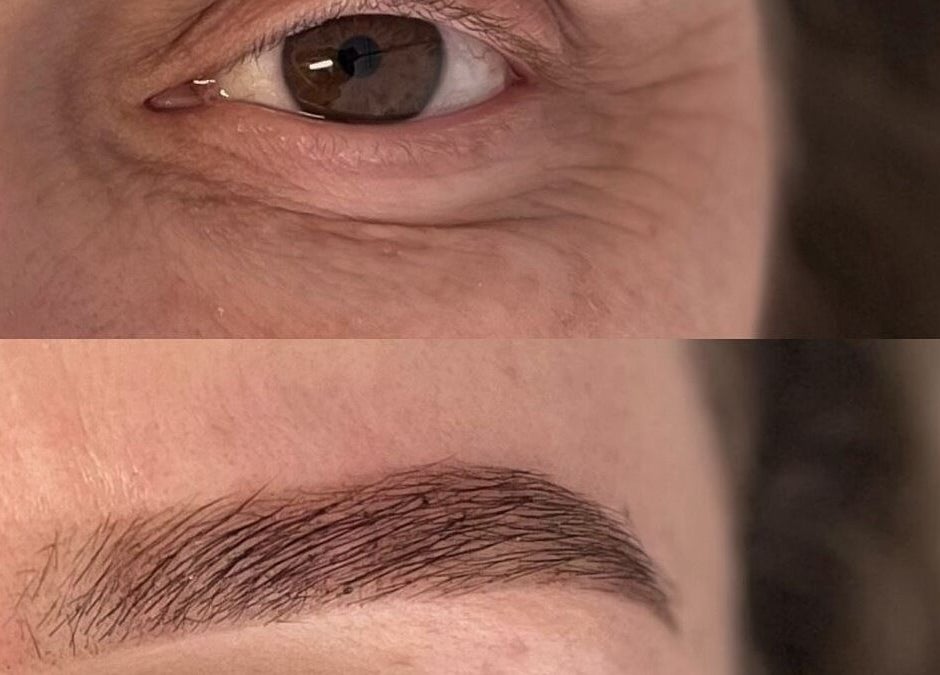 Antes e depois de sobrancelhas em AC Beauty Care, Setúbal, Setúbal, PT.