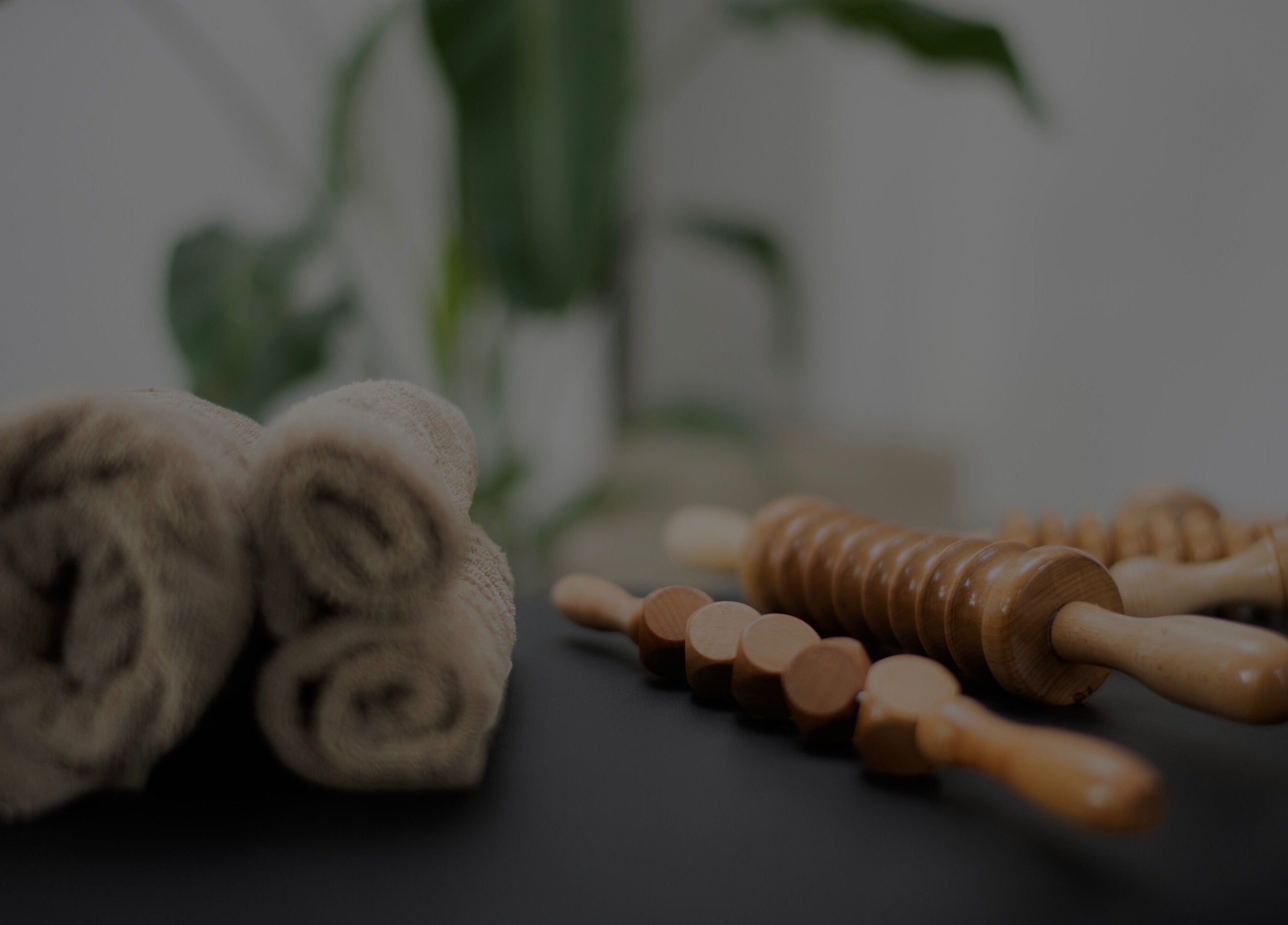 Wooden massage tools and soft towels at She Studio, Berlin, Berlin, DE.