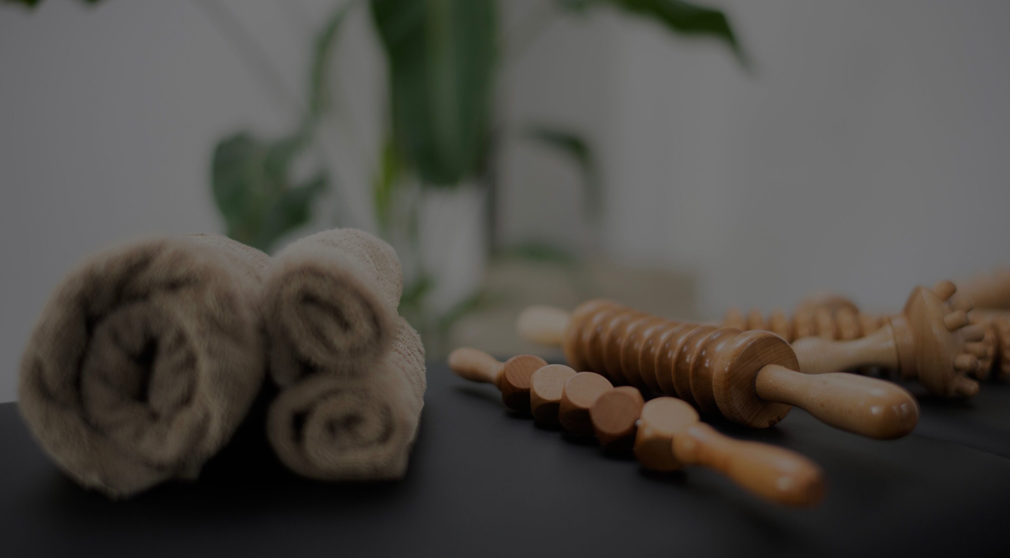 Wooden massage tools and soft towels at She Studio, Berlin, Berlin, DE.
