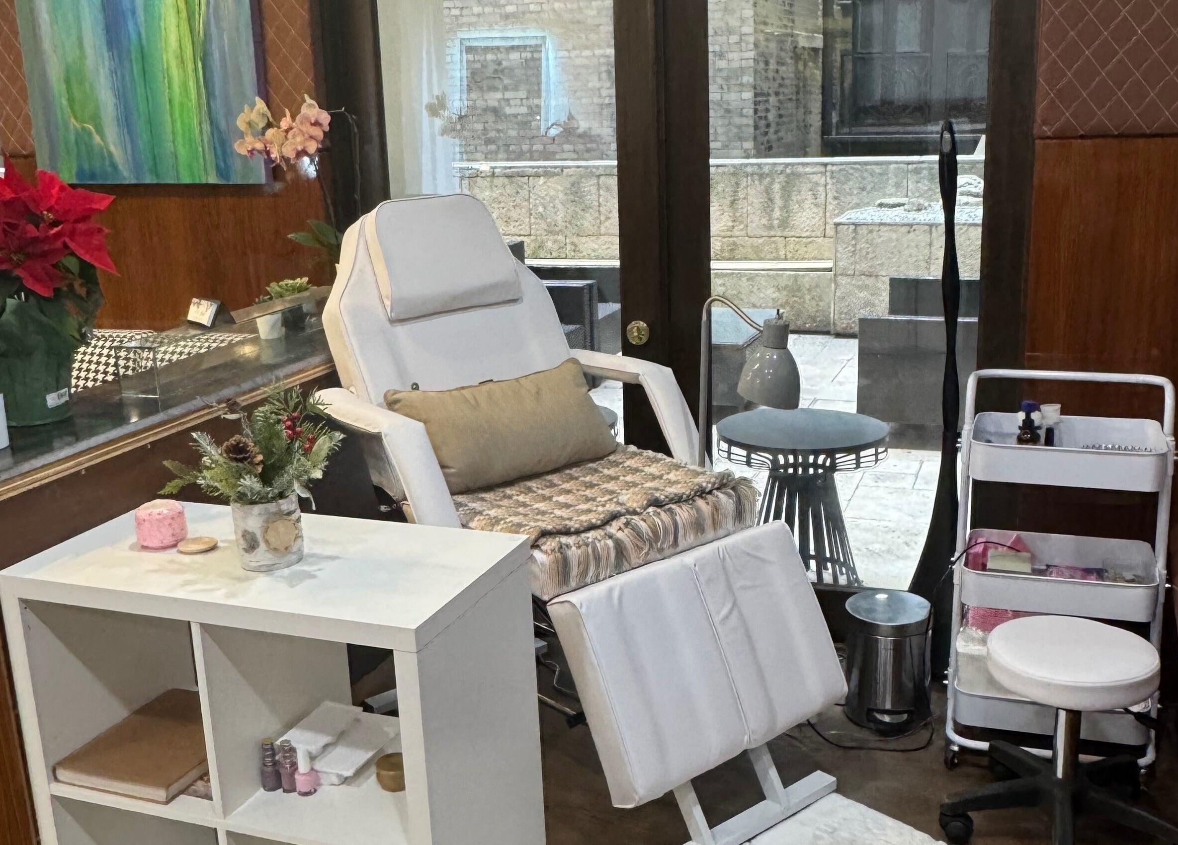 Relaxing nail salon chair at Amour Nails Midtown, New York, New York, US, enhancing a serene atmosphere.