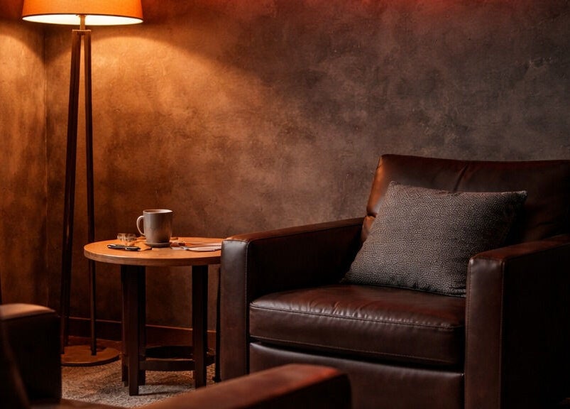 Comfortable leather armchair in Embers & Coal Counselling | Psychotherapy, Maroochydore, Queensland, AU.