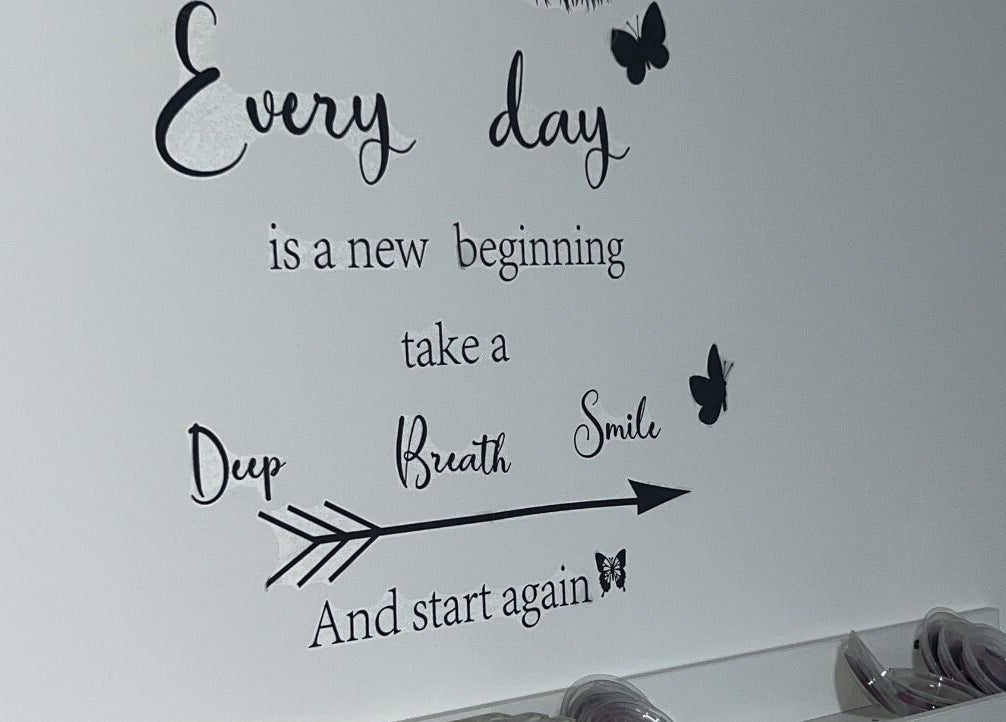 Inspiring wall art at Sultan Lashes, Melbourne, Victoria, AU, promoting positivity and motivation with elegant design.