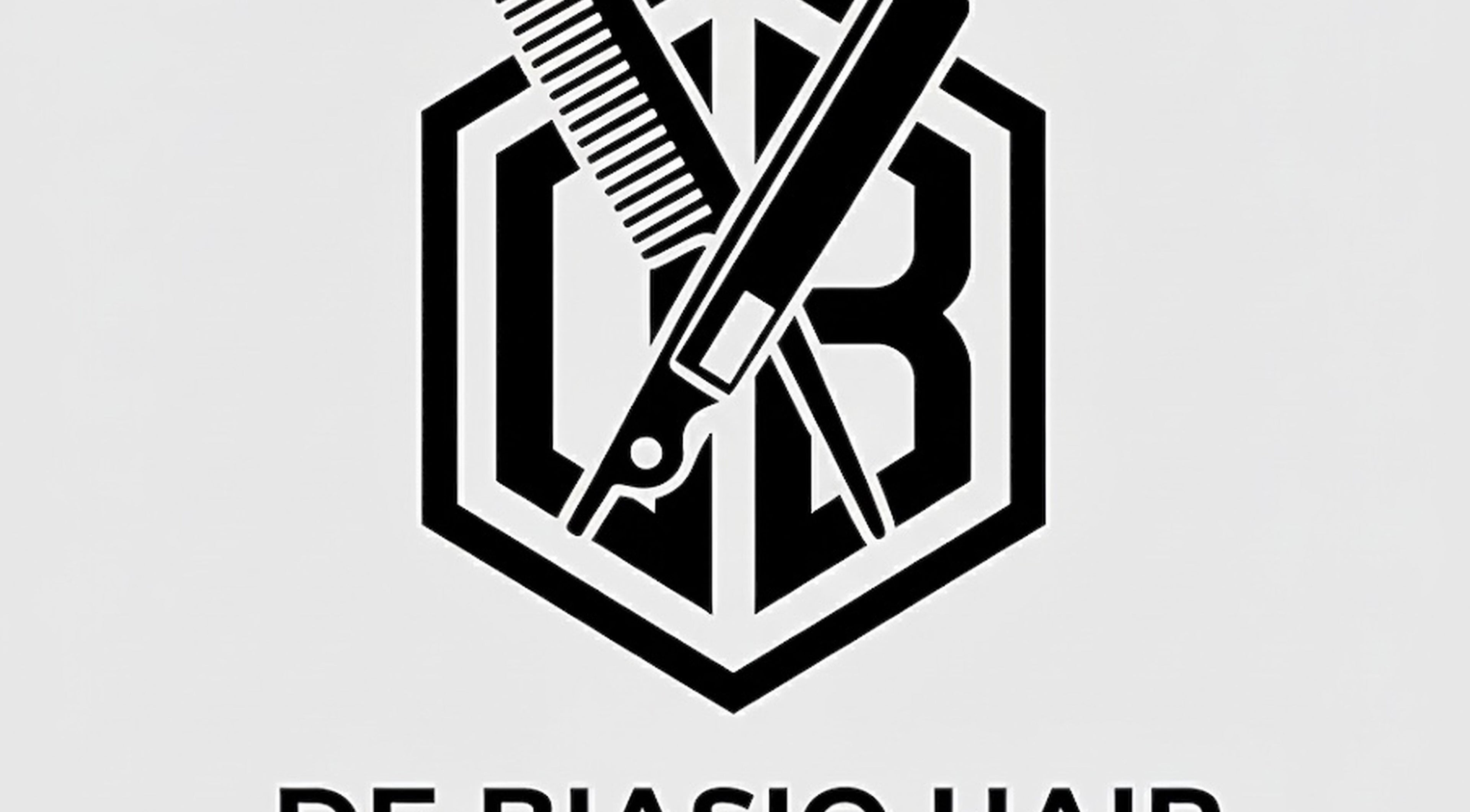 Logo of De Biasio Hair at Church, England, GB featuring scissors and comb design.