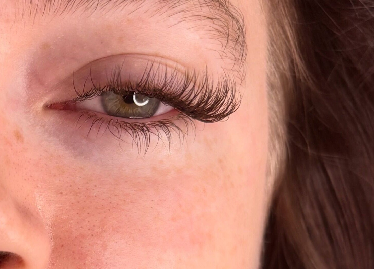 Close-up of a styled eyelash extension at Bambas beauty room, Wallsend, England, GB.
