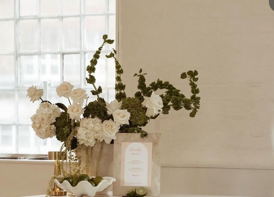 Elegant floral display at Facemuse, Derby, England, GB enhancing a serene atmosphere.