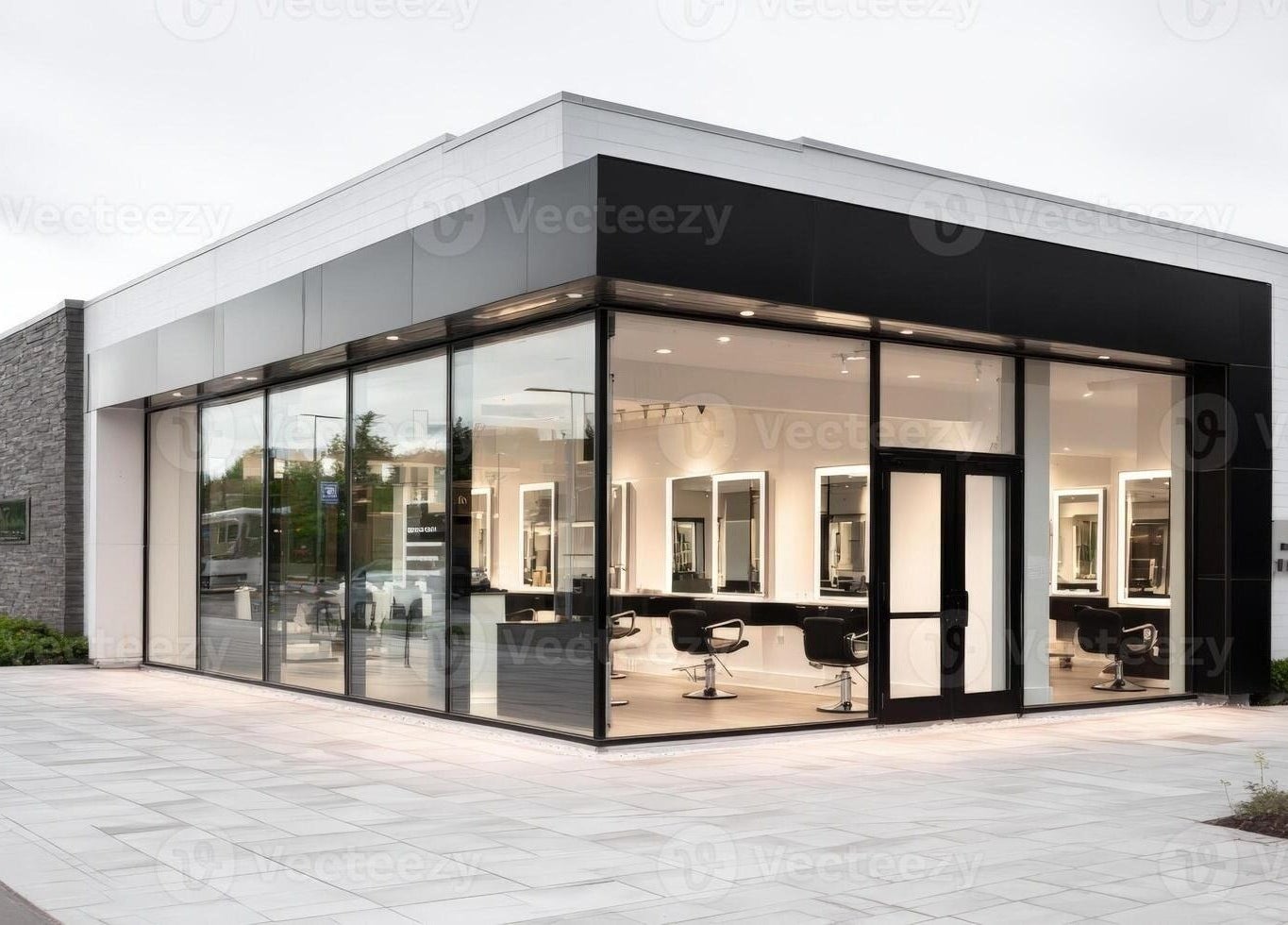 Modern glass-fronted Bella's Beauty Bar in Vancouver, British Columbia, CA showcases a sleek salon exterior.