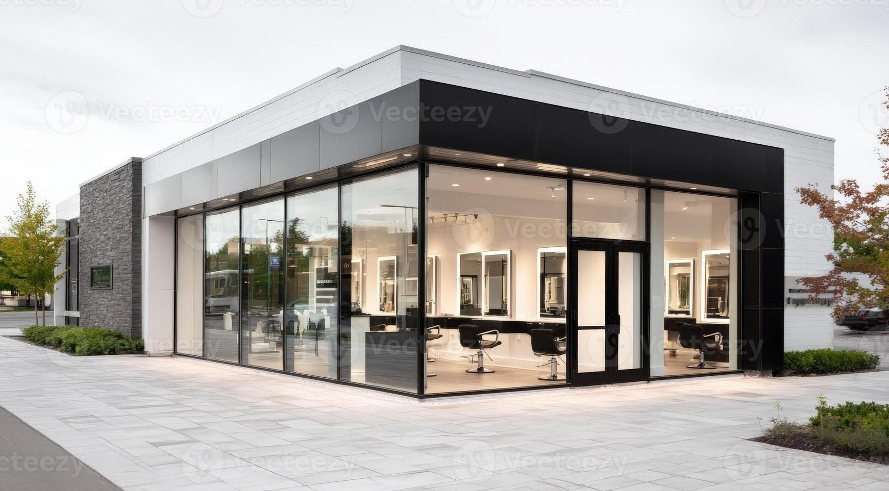 Modern glass-fronted Bella's Beauty Bar in Vancouver, British Columbia, CA showcases a sleek salon exterior.