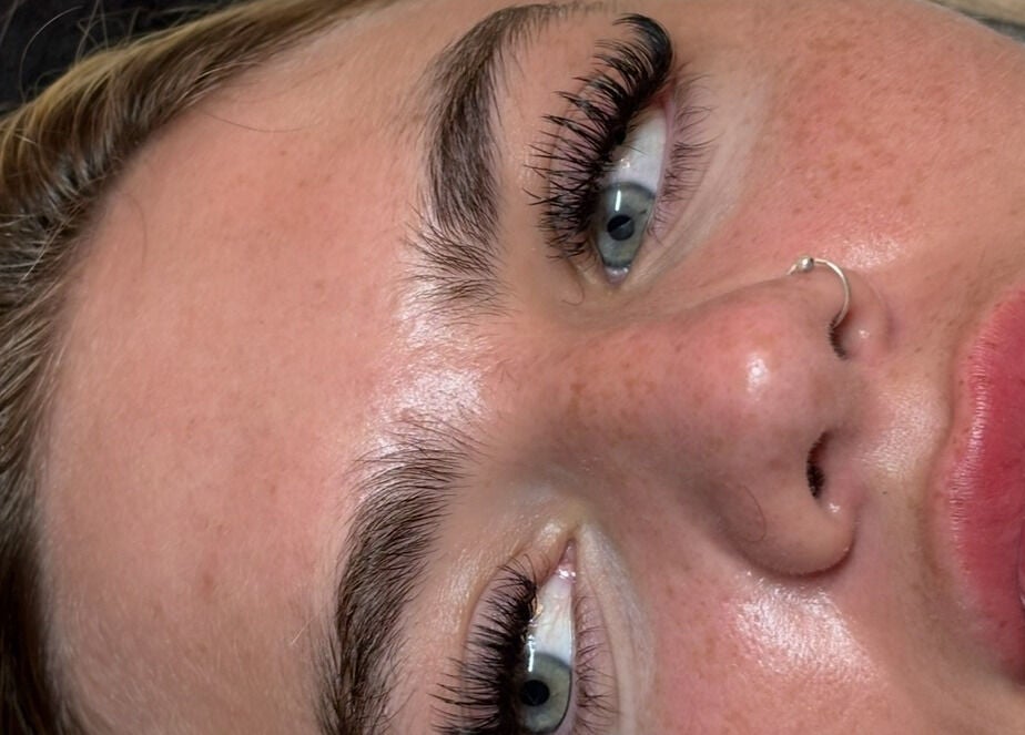 Close-up of styled lashes at 🦋 LASHED BY EVIE 🦋 in Birkenhead, England, GB.