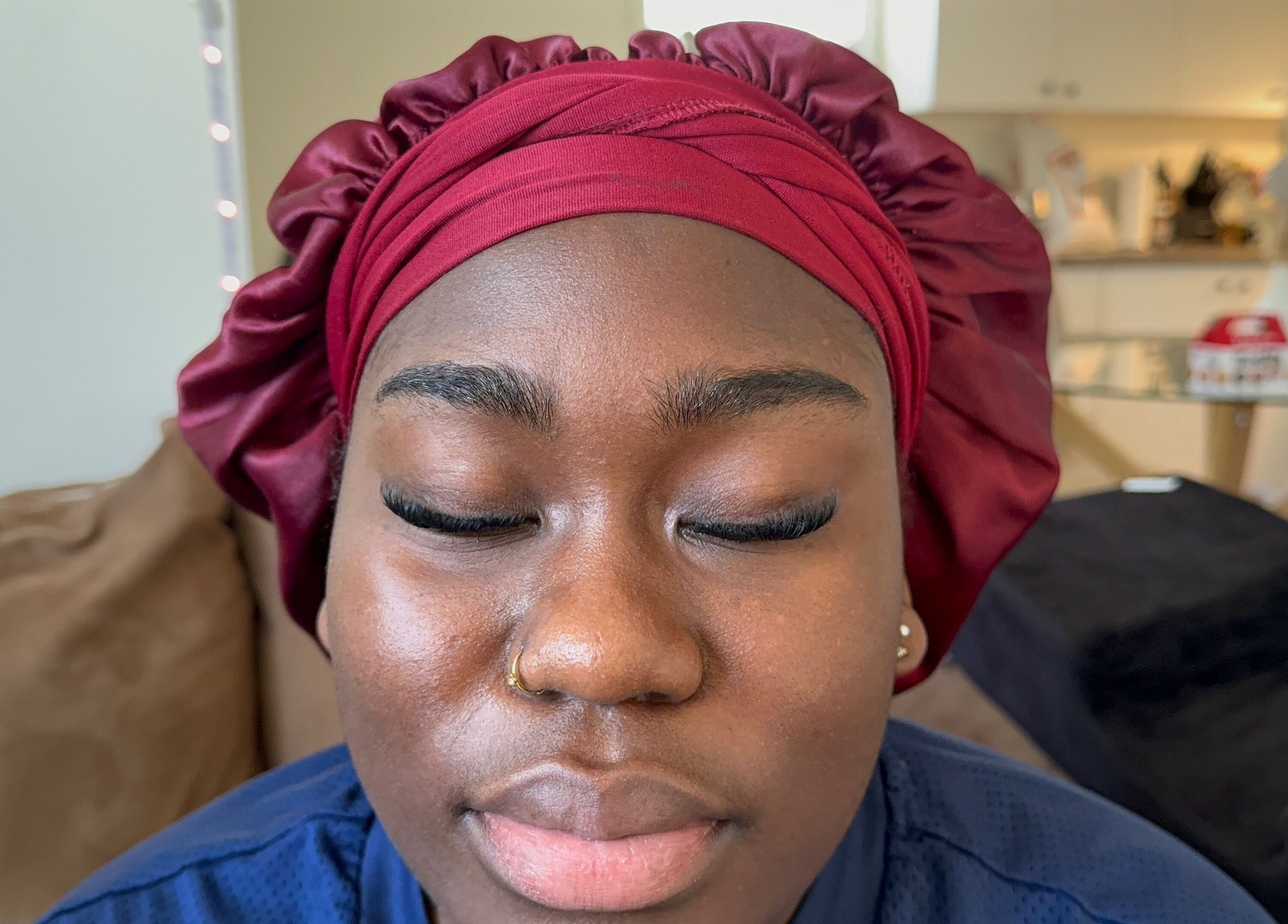 Eyelash extensions applied by Eyelashes_by_san in Greater Sudbury, Ontario, CA, showcasing closed eyes with lush lashes.