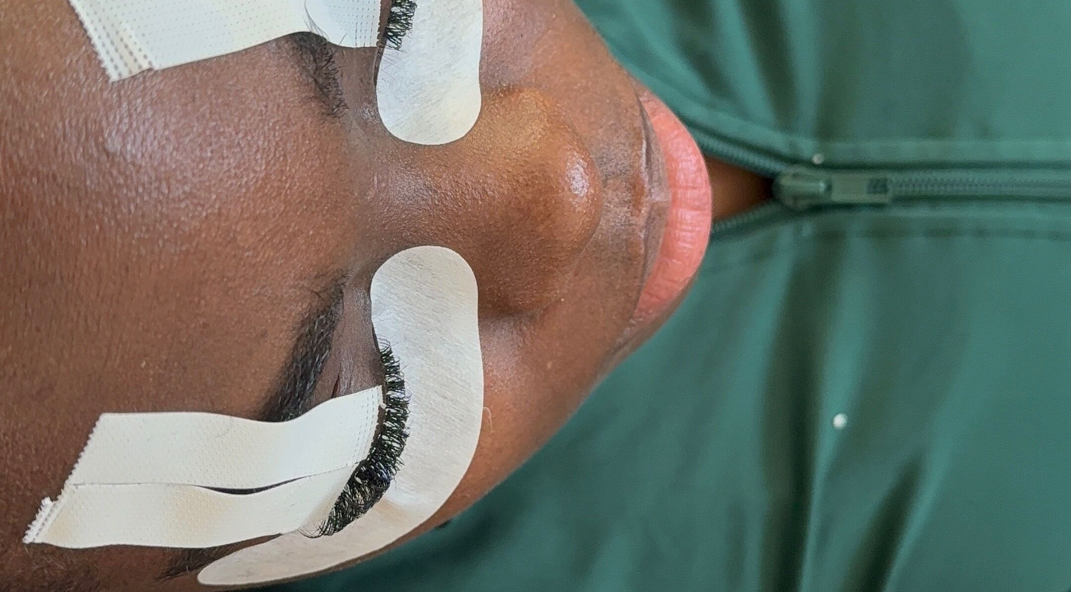 Close-up of eyelash extension process at Eyelashes_by_san, Greater Sudbury, Ontario, CA.