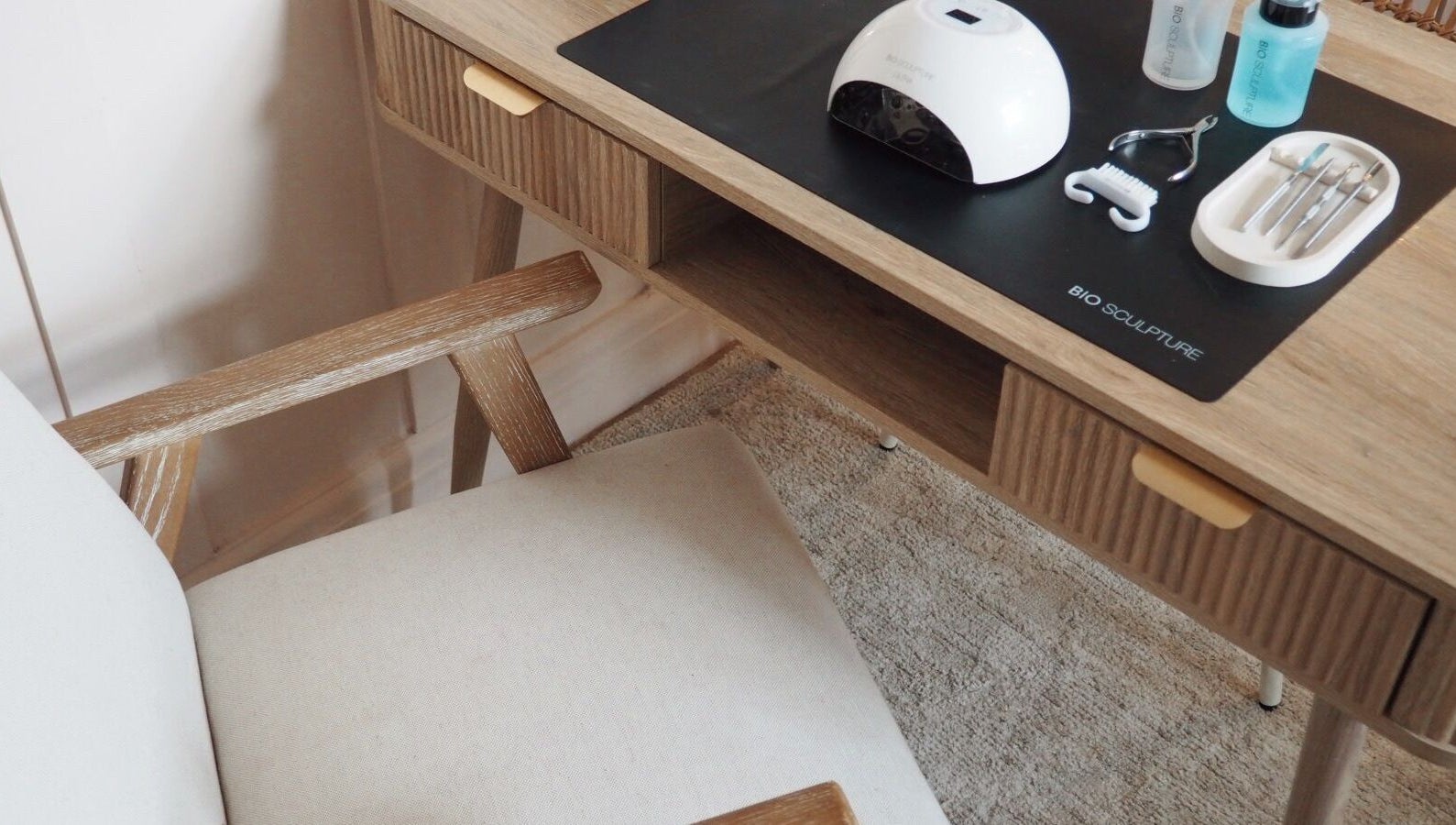 Cozy manicure station at Manicure by Elizabeth, Hyde, England, GB with tools laid out neatly.