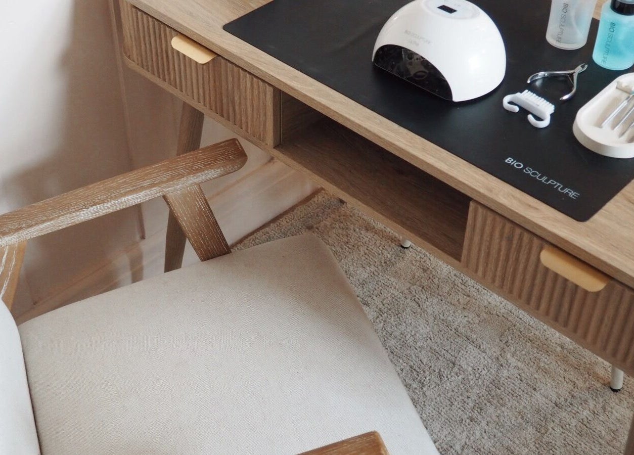 Cozy manicure station at Manicure by Elizabeth, Hyde, England, GB with tools laid out neatly.