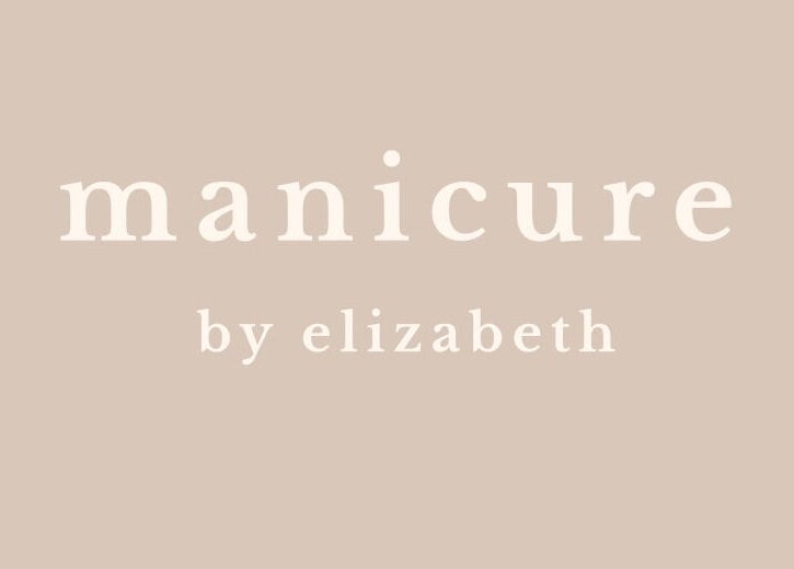 Logo for manicure by elizabeth in Hyde, England, GB with elegant typography.