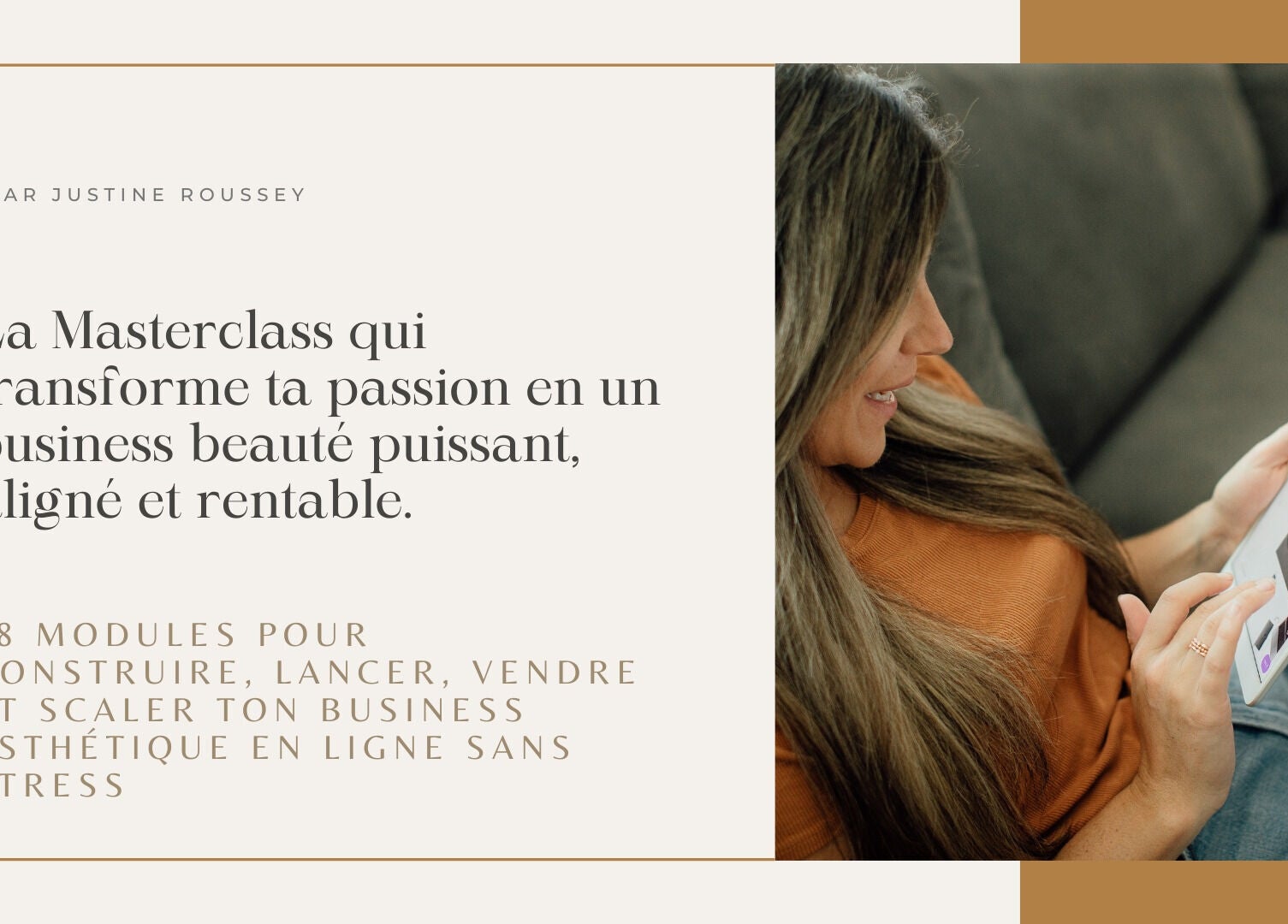 Femme utilisant une tablette inspirée par la masterclass de Évolution Beauté Pro, Civrieux-d'azergues, Auvergne-rhône-alpes, FR.