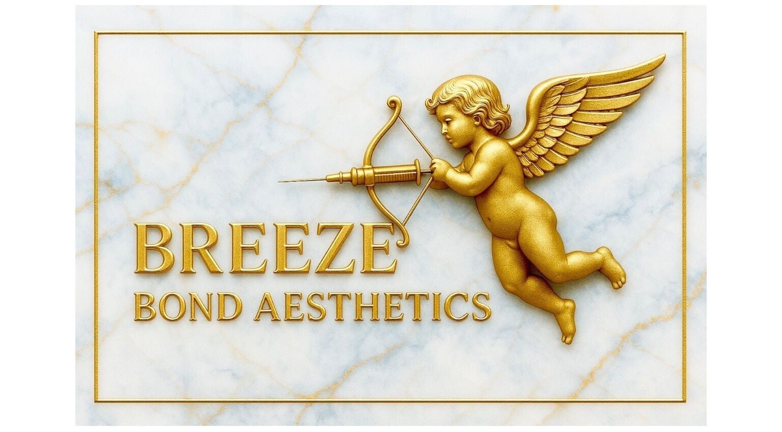 Golden cherub logo of Breezebondaesthetics in Torquay, England, GB, symbolizing beauty and elegance.
