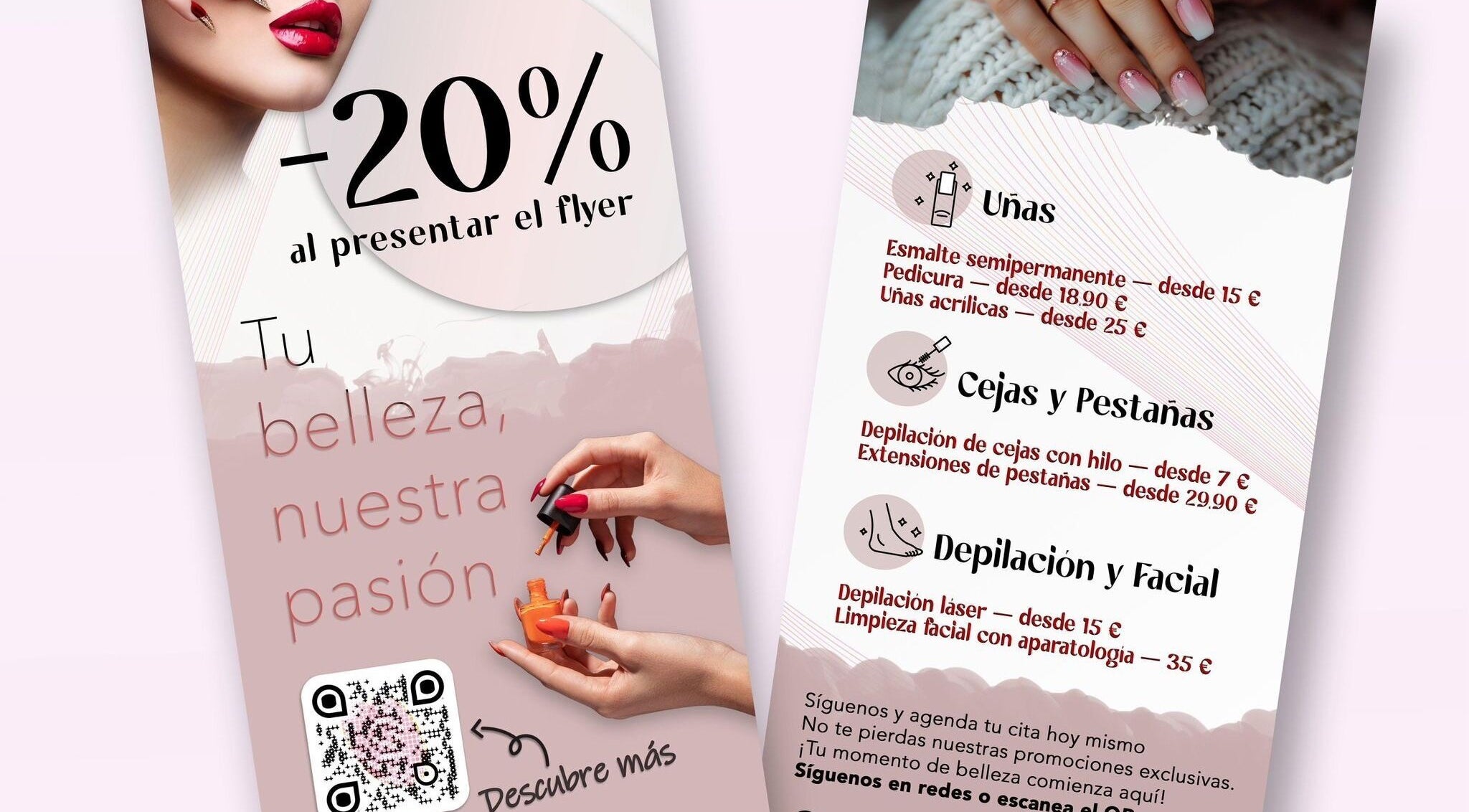 Folleto promocional de Tatty’sNails en Fuenlabrada, Comunidad De Madrid, ES, destacando descuento del 20%.
