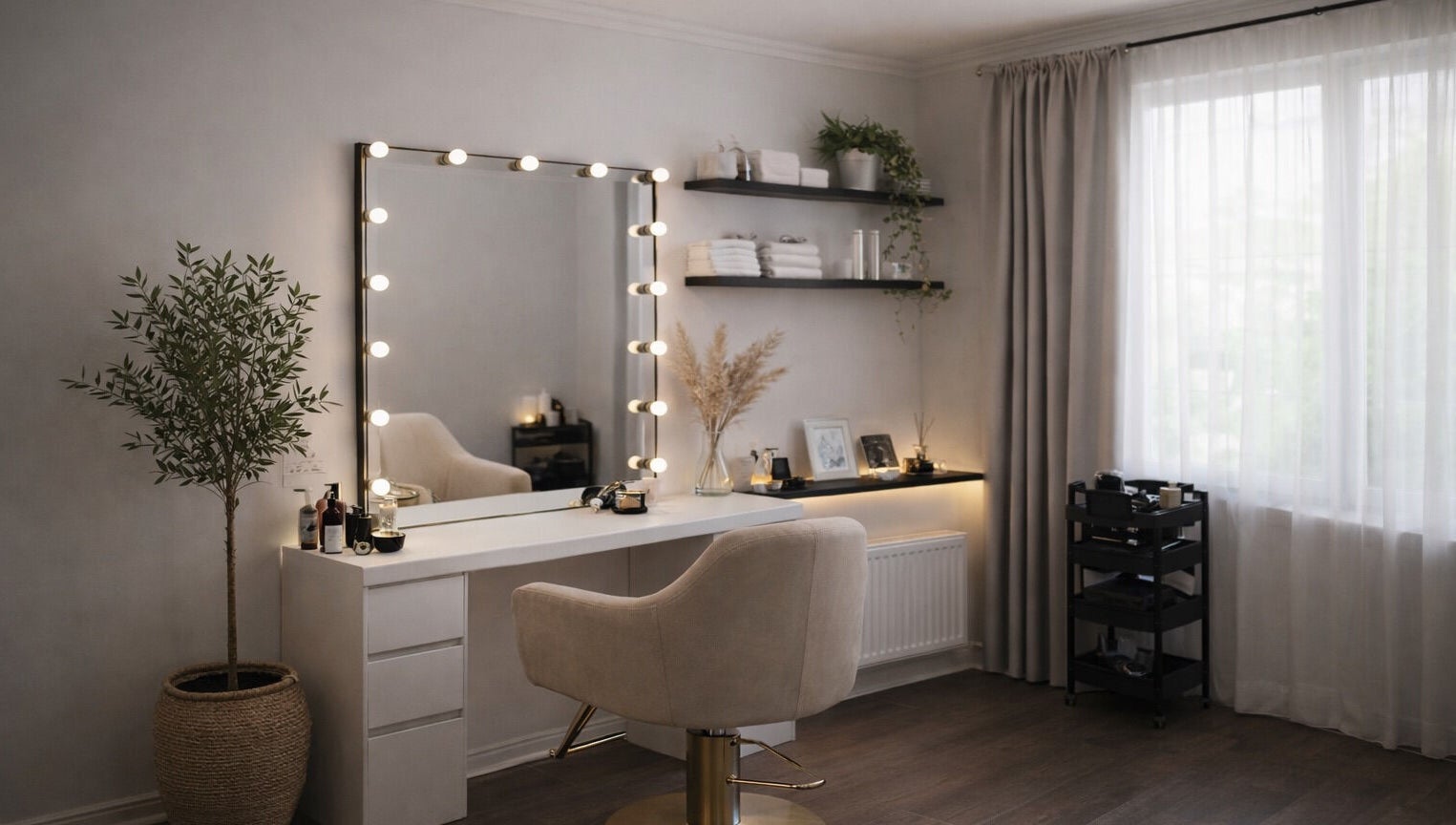Elegant beauty salon interior at Justslaystore, Duisburg, Nordrhein-westfalen, DE with modern lighting and decor.
