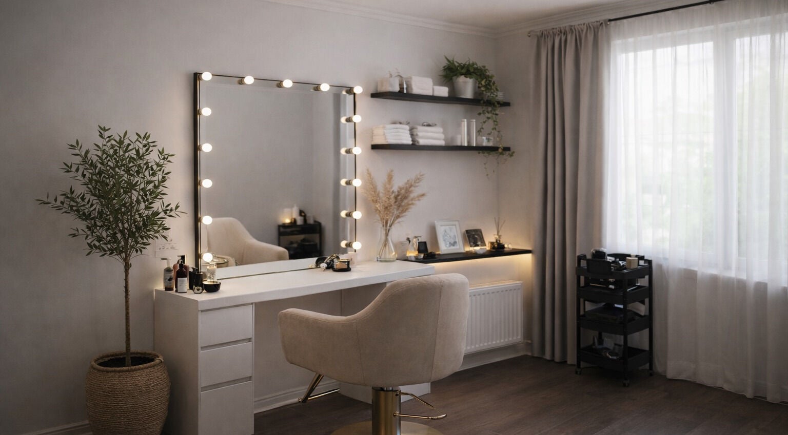 Vanity setup at Justslaystore, Duisburg, Nordrhein-westfalen, DE featuring elegant lighting and decor.