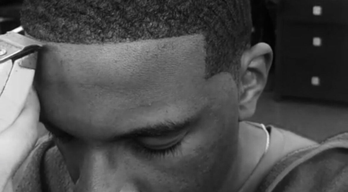 Close-up of a precision fade haircut at US Barbershop, 서울특별시, 서울특별시, KR.