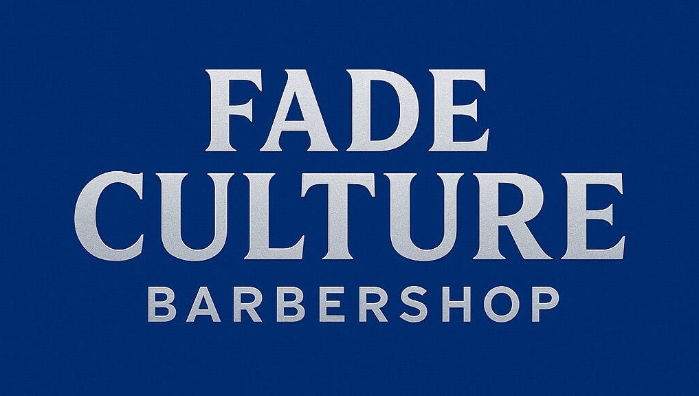 Fade Culture Barbershop logo on a blue background in Mosta, MT.