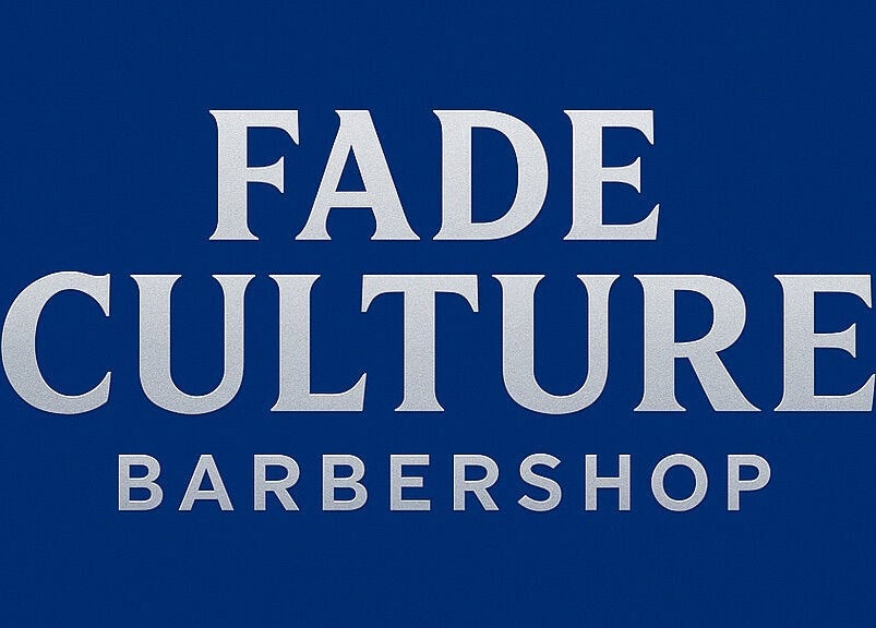 Fade Culture Barbershop logo on a blue background in Mosta, MT.