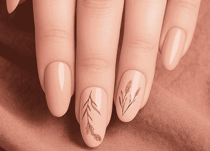 Elegant floral nail art by Ana Pilotto Beauty in Southport, Queensland, AU.