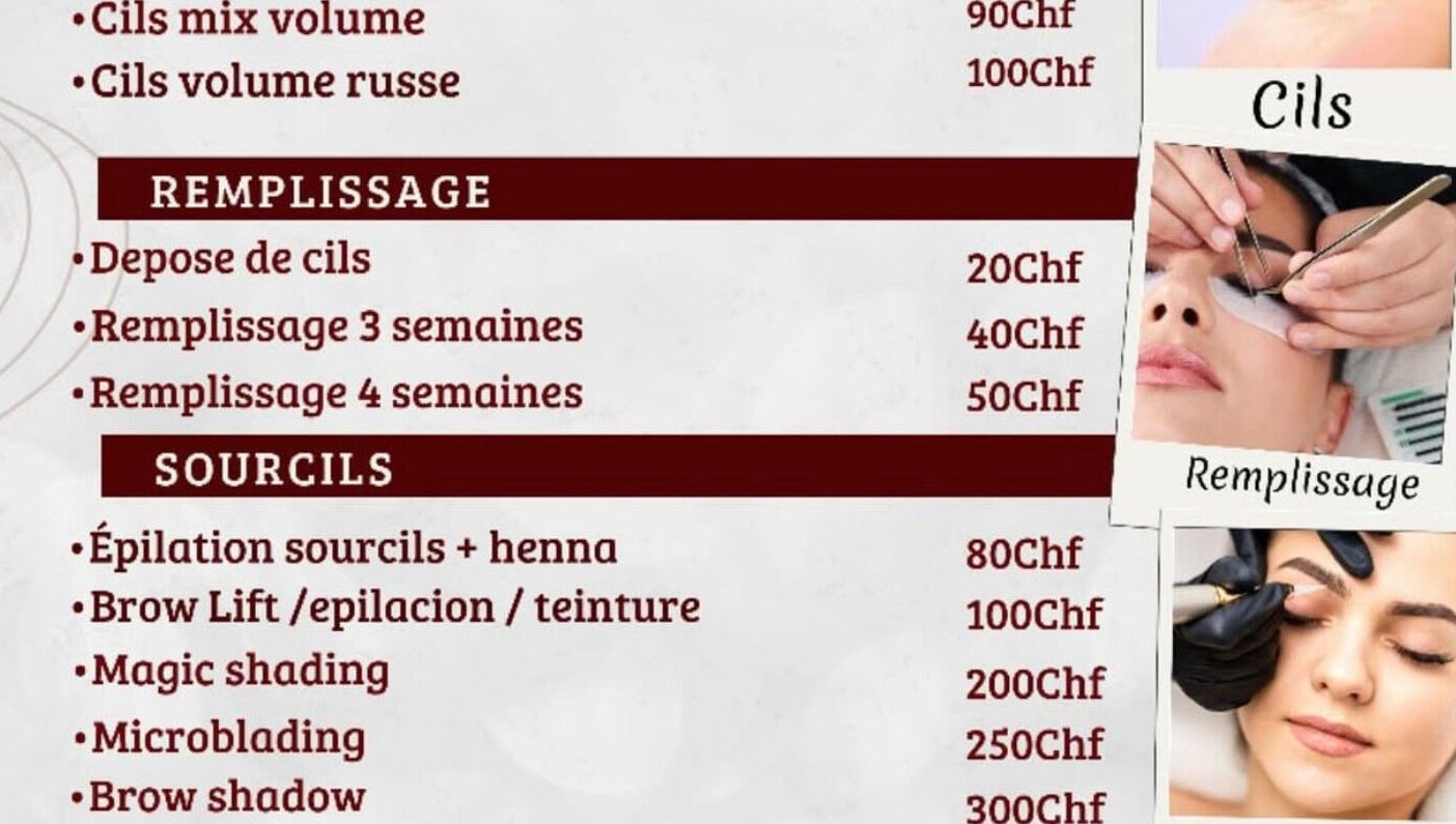 Lista de precios de servicios en Kerlys Beauty Geneve, Genève, Genève, CH incluyendo extensiones de pestañas.