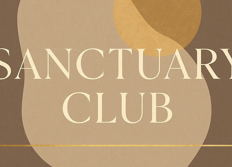 Sanctuary Club logo in soothing earth tones, London, England, GB