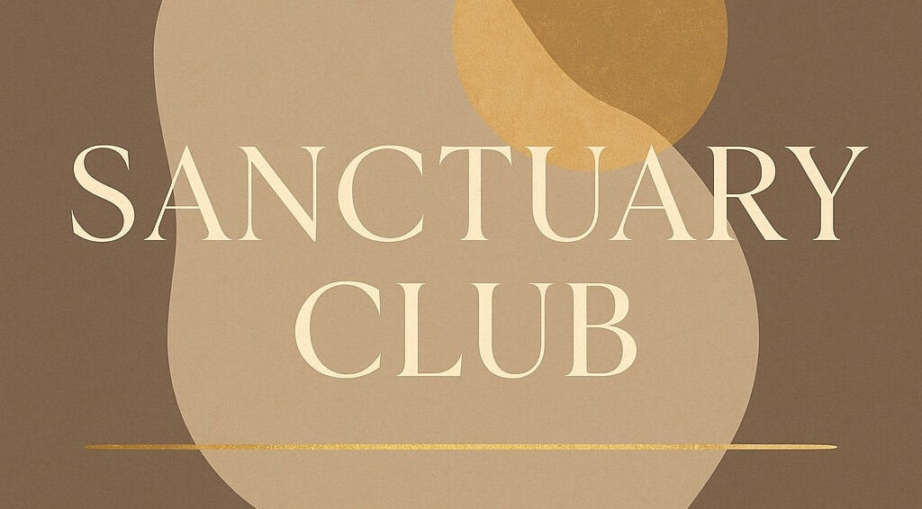 Sanctuary Club logo in soothing earth tones, London, England, GB