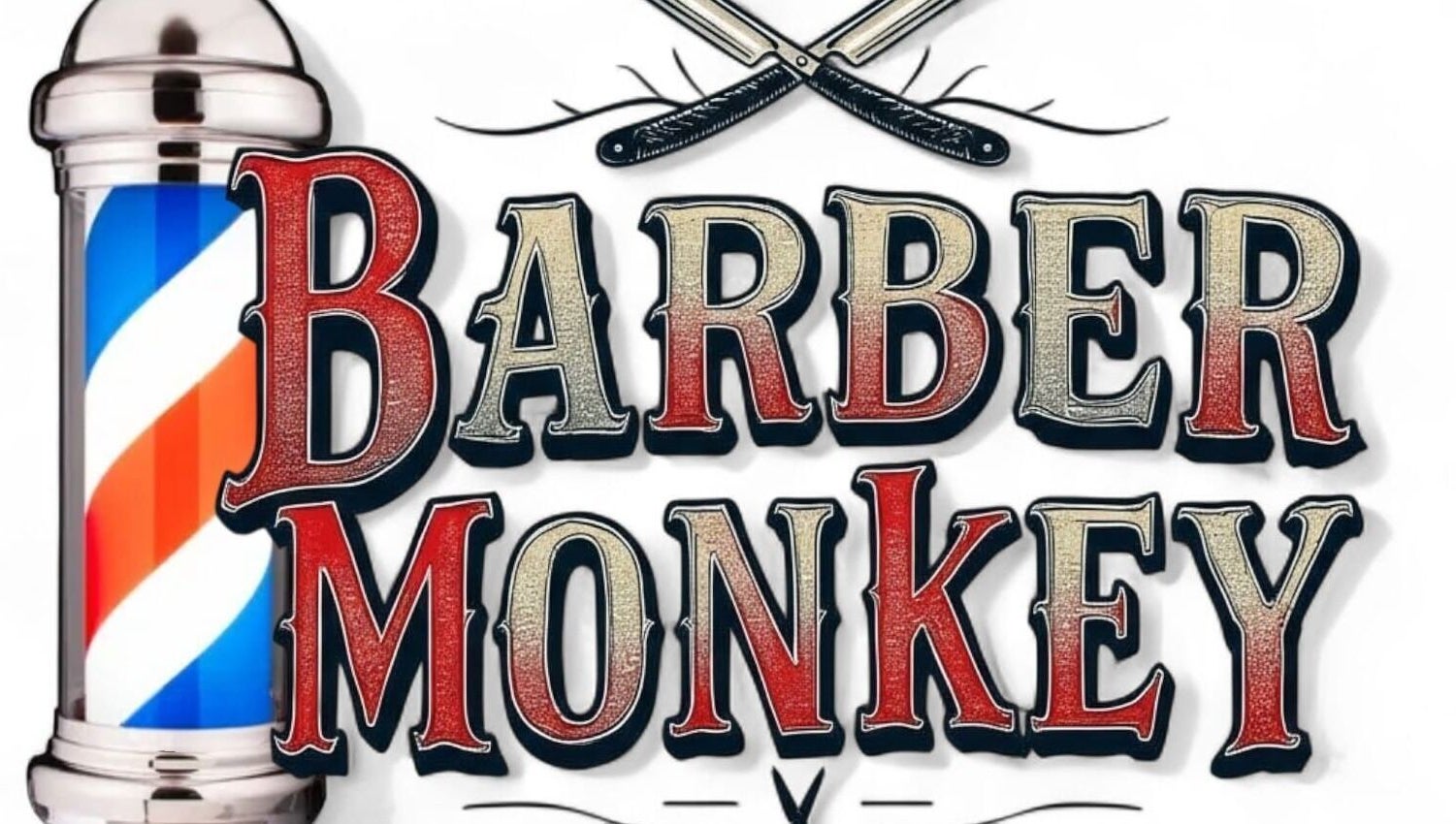 Barber Monkey Studio logo with classic pole in Culiacán Rosales, Sinaloa, MX, highlighting tradition and style.