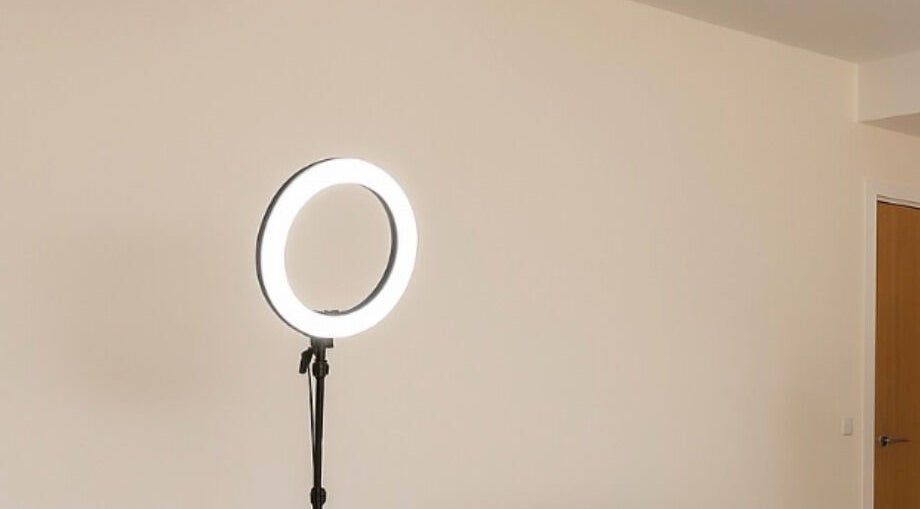 Professional ring light setup at Enhance Studio, Leeds, England, GB, perfect for beauty services.