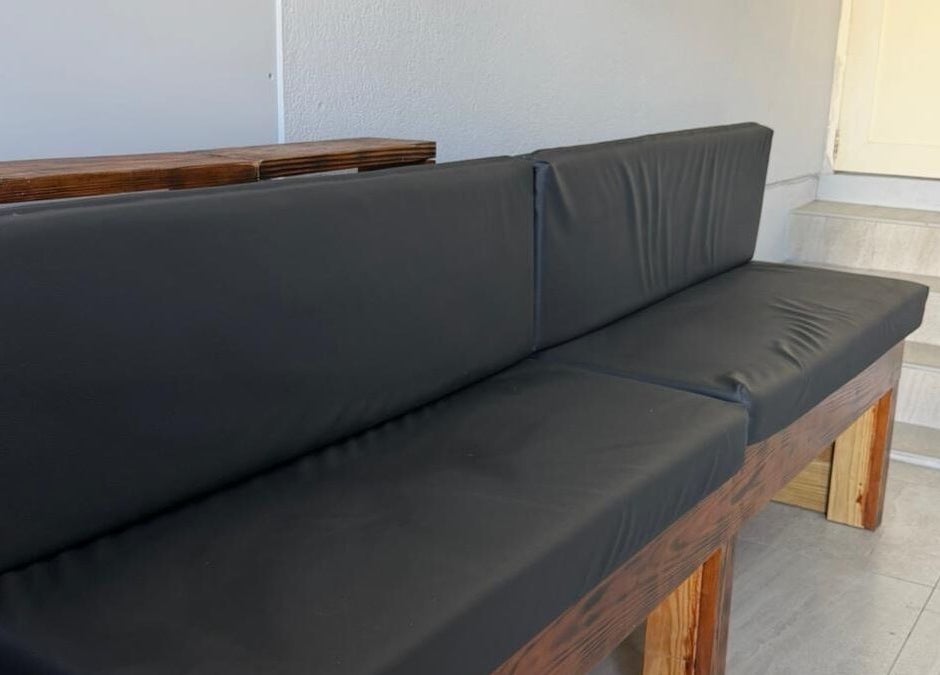 Elegant seating in Billionaire Barber lounge, Ruby, Saint Philip, BB, welcoming clients.