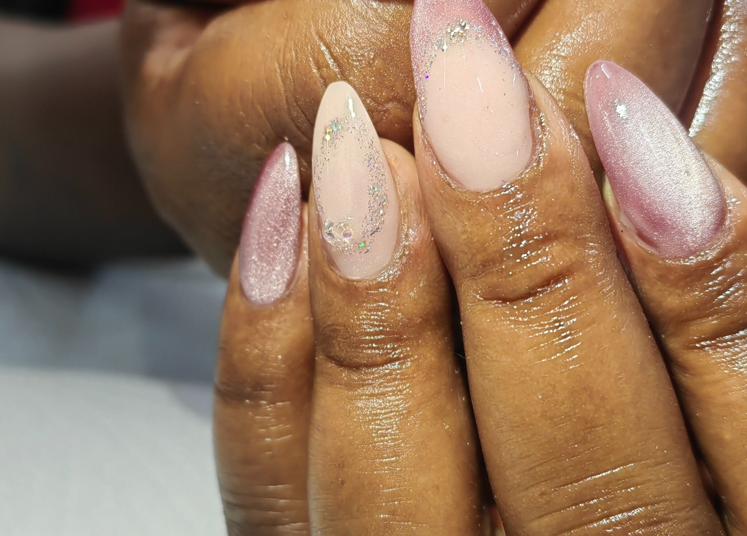 Close-up of chic nail design at The Beauty Booth, Bloemfontein, Free State, ZA.