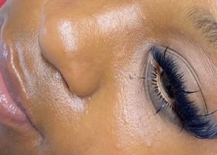Close-up of elegant eyelash extension at Dijamil luxury lash, Karu, Nasarawa, NG.
