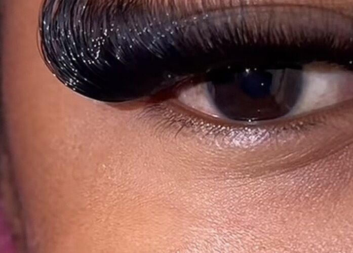 Close-up of luxury eyelash extensions at Dijamil luxury lash, Karu, Nasarawa, NG.