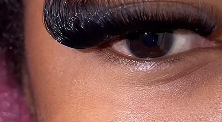 Close-up of luxury eyelash extensions at Dijamil luxury lash, Karu, Nasarawa, NG.