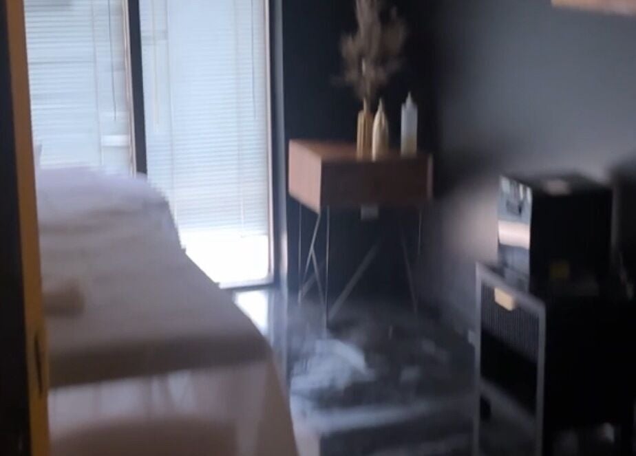 Massage room at Velour Men’s Spa, Atlanta, Georgia, US, with a tranquil ambiance.