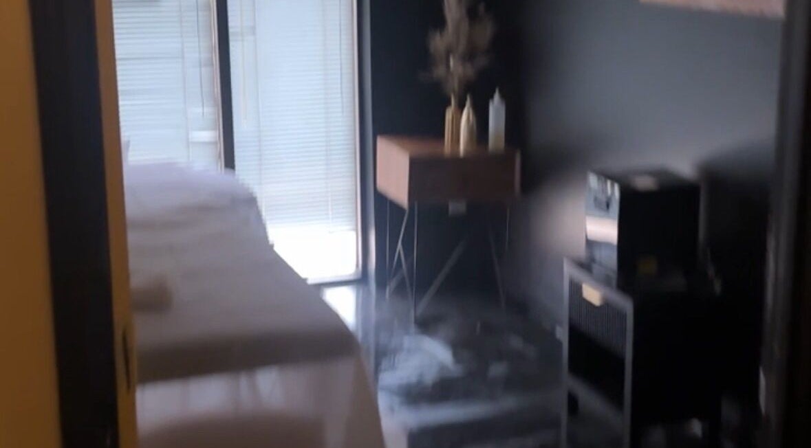 Massage room at Velour Men’s Spa, Atlanta, Georgia, US, with a tranquil ambiance.