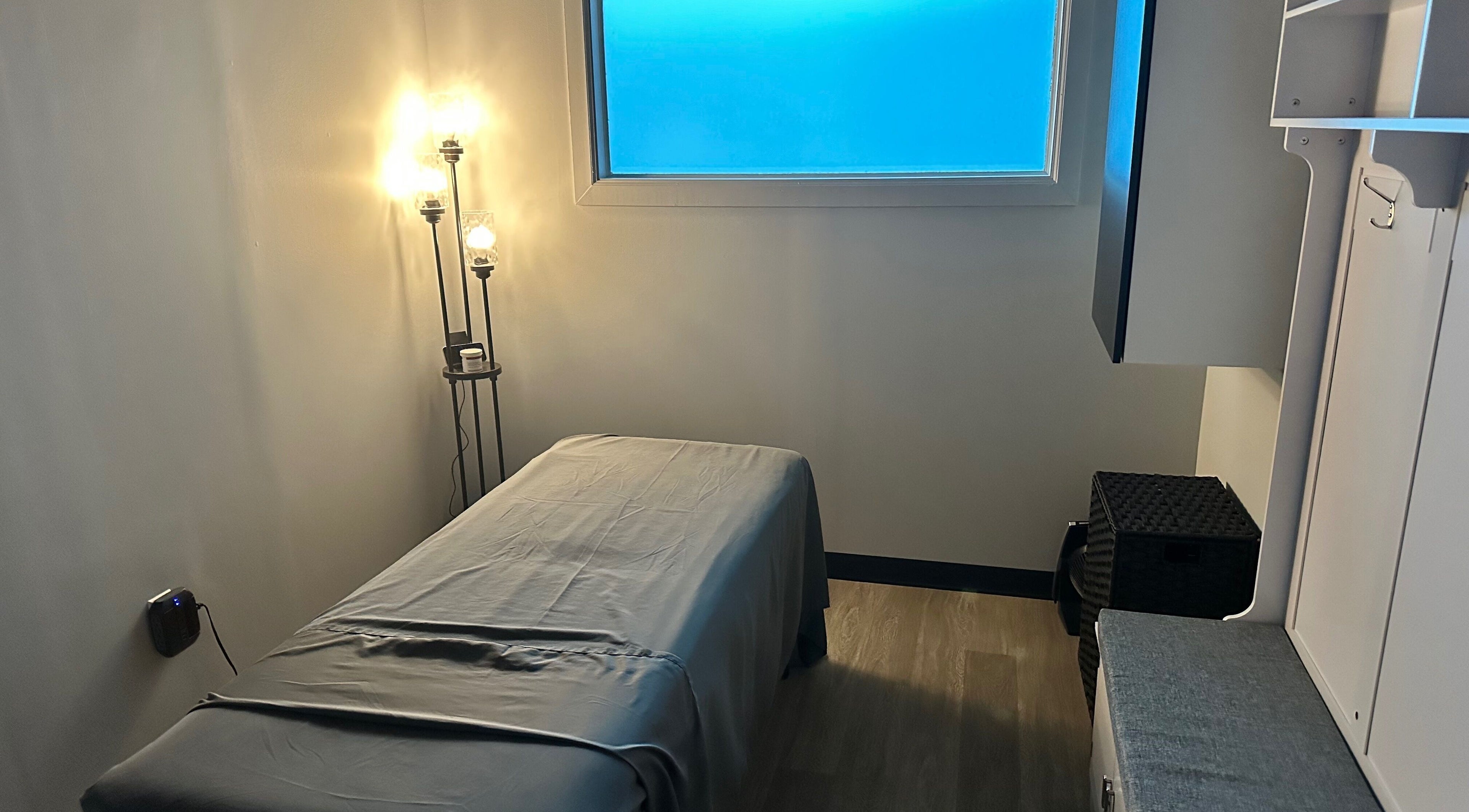 Relaxing massage room at Hyperformance Sports Recovery (Fitstop Granger) in Granger, Indiana, US.