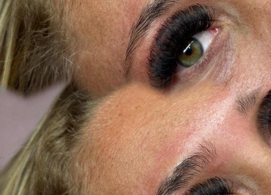 Close-up of eyelash extensions at Chloe_luxe.studio in Snodland, England, GB, showcasing precise beauty work.