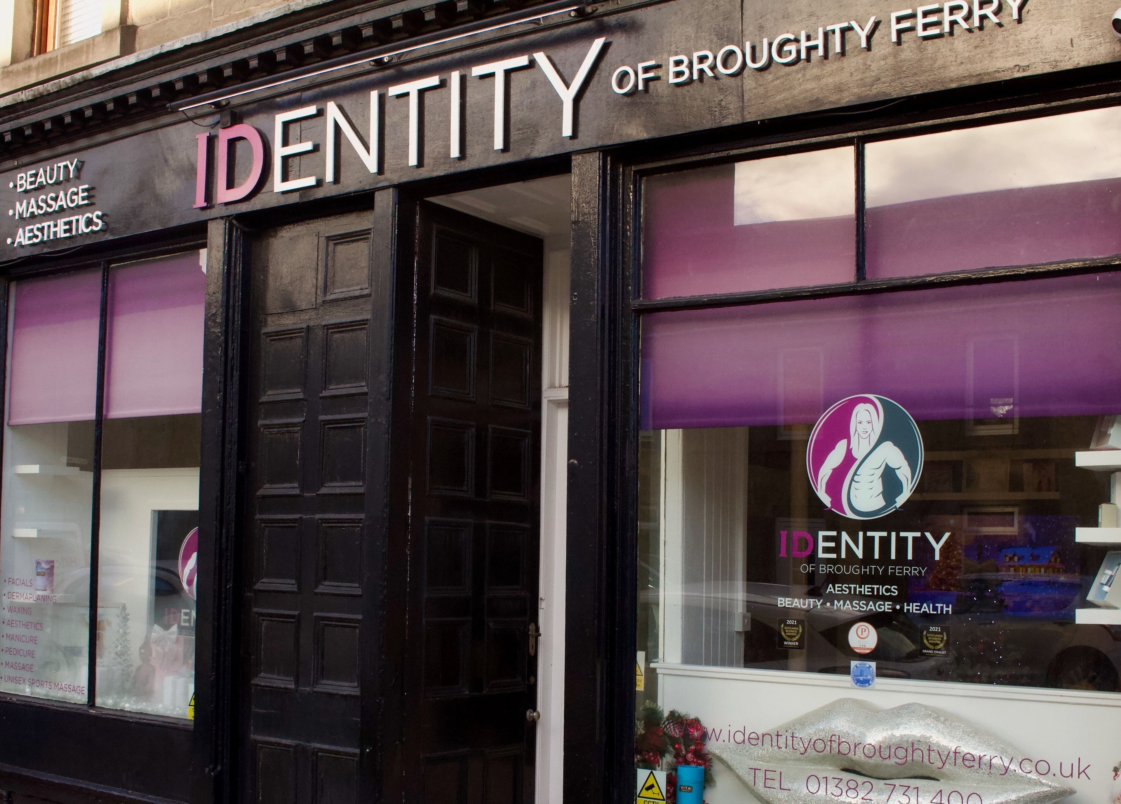 Front view of Identity of Broughty Ferry, a chic salon in Dundee, Scotland, GB, offering beauty and wellness services.