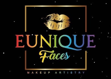Eunique Faces logo with golden lips design, located in Bridgetown, Saint Michael, BB.