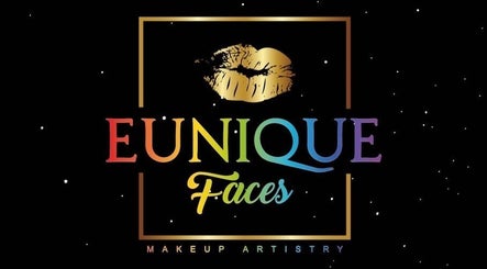 Eunique Faces logo in Bridgetown, Saint Michael, BB showcases colorful branding with a golden lip design.