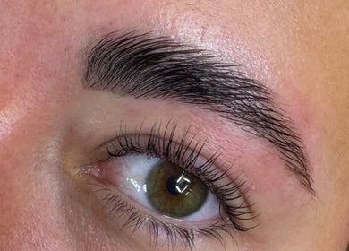 Close-up of eyebrow shaping at Maia Emily Beauty in Derby, England, GB with flawless precision and detail.
