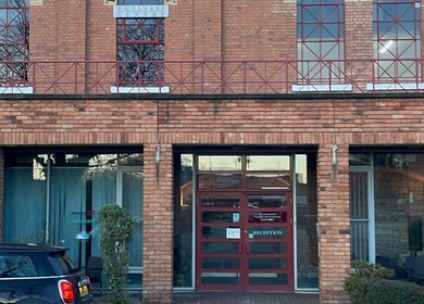 Entrance of Maia Emily Beauty in Derby, England, GB, showcasing a stylish brick facade.