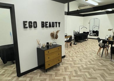 Modern beauty salon interior at Maia Emily Beauty, Derby, England, GB featuring chic decor and styling stations.