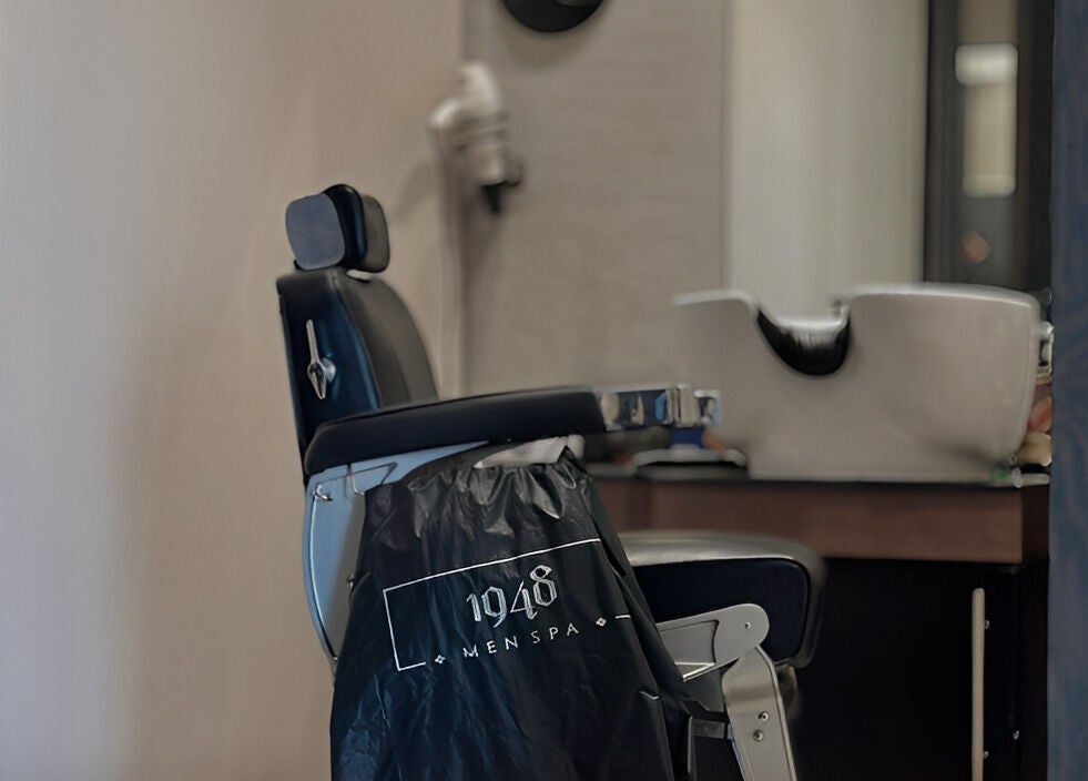 Classic barber chair at 1948 men spa in Muscat, Muscat Governorate, OM, offering premium grooming services.